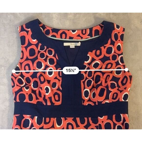 Women’s BODEN Navy/Coral Orange Sheath Midi Dress 6P - Picture 7 of 10